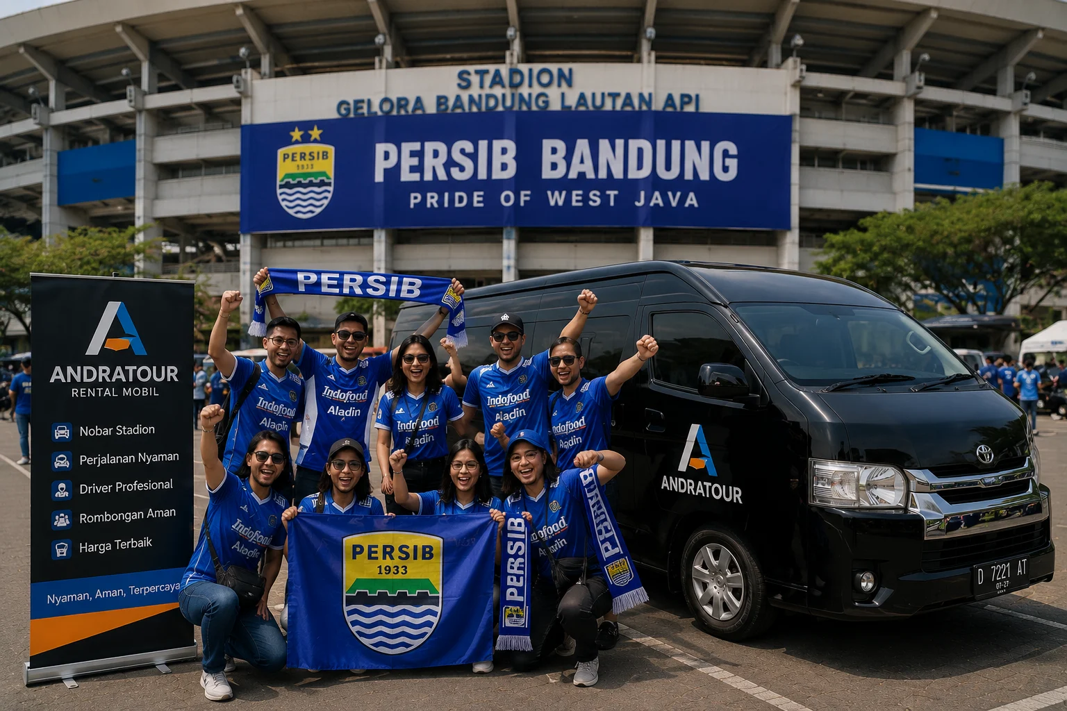 sewa mobil stadion bola